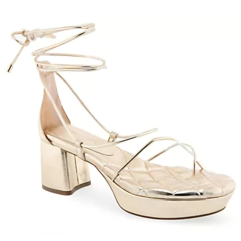 Aerosoles Caramia Sandals Womens 10 Soft Gold Metallic Platform Block Heel NWT